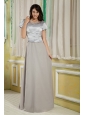 Simple Grey Mother Of The Bride Dress Empire Scoop Floor-length Chiffon and Satin Ruch