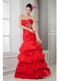 Sweet Red Mermaid Prom Dress Sweetheart Beading Floor-length Taffeta