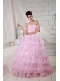 2013 Baby Pink Sweet 16 Dress Ball Gown Sweetheart  Organza Beading Floor-length