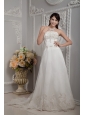 Elegant A-line Strapless Wedding Dress Appliques Lace Court Train
