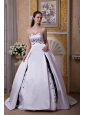 Elegant Ball Gown Strapless Wedding Dress Satin Embroidery Chapel Train