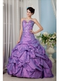 Elegant Lavender A-line Sweetheart 15 Quinceanera Dress Taffeta Sequins Floor-length