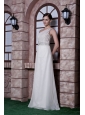 Popular White Prom Dress Empire One Shoulder Beading Chiffon Floor-length