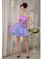 Colorful A-line / Princess Straps Cocktail Dress Organza Beading and Ruch Mini-length