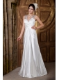 Custom Made Wedding Dress A-line V-neck Floor-length Elastic Woven Satin Beading