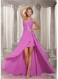 High-low Prom Dress Lavender Sweetheart With Appliques and Ruched Bodice