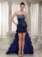 High-low Prom Dress Taffeta Sweetheart Beading Flower Decorate For Evening Party