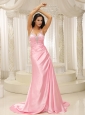 Rose Pink Halter Top Ruched Bodice For 2013 Prom Dress Brush Train In Kansas