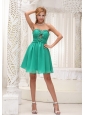 Ruched Bodice and Beaded Decorate Bust Simple Green Chiffon Gown For 2013 Prom Dress