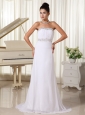 White Prom Dress And Gown Strapless Beaded Decorata Bust Brush Train Skirt