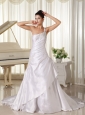 Appliques Decorate Shoulder and Bust A-line Wedding Dress In California