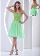 Beaded Decorate Bust Yellow Green Sweetheart Knee-length Cocktail Dress With Organza In 2013