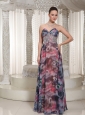 Beaded Embellishment Floor-length Printing 2013 Prom Dress For Wear