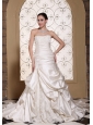 Exclusive Off White A-line Wedding Dress For 2013 Lace Decorate Bust and Pick-ups Gown