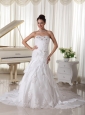 Fashionable Beading and Layers Wedding Gown With Taffeta Sweetheart Court Train In Georgia