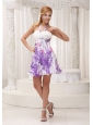 Halter Printing 2013 Prom / Homecoming Dress For Party Ruched Decorate Bust Mini-length Colorful