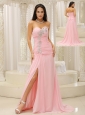 High Slit and Ruched Bodice For Evening Dress Beading Sweetheart For Custom Made