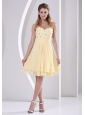 Light Yellow Chiffon Sweetheart Beaded Knee-length Homecoming / Cocktail Dress For Custom Made