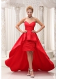 Red High-low Prom / Evening Dress For Formal Evening Taffeta and Chiffon Sweetheart Neckline