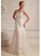 Sequins Over Bodice Sweetheart A-line Wedding Dress With Court Train Organza and Satin