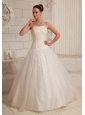 Strapless Appliques Ball Gown Special Tulle and Taffeta Wedding Dress Floor-length