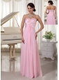 Sweetheart Beaded Prom / Evening Dress Chiffon and Satin Baby Pink