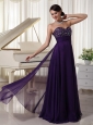 Sweetheart Chiffon Purple Prom Evening Dress Appliques With Beading Bust Empire