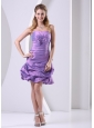 Taffeta Lavender Ruched and Bowkont Knee-length 2013 Club Cocktail Dress For Custom Made