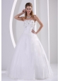 Zipper-up Organza A-line Beach Wedding Dress With Appliques and Beading