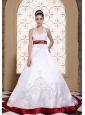 Halter Modest Wedding Dress in United States Online Beautiful Embroidery On Satin