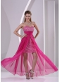 High-low Paillette Over Skirt Hot Pink Prom Evening Dress With Sweetheart