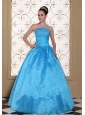 Lovely Strapless Quinceanera Dress With Beaded Decorate Bust Taffeta and Organza Floor-length Gown