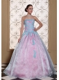 Multi-color Appliques On Organza Strapless Lovely Quinceanera Dress For 2013
