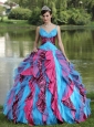 Organza Straps Beading For 2013 Colorful Quinceanera Dress In North Carolina
