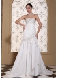 Ruched Bodice With Beading Taffeta Simple Wedding Dress For 2013 Strapless Brush Train Gown