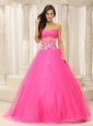 A-line Quinceanera Dress With Sweetheart and Appliques Decorate Waist Tulle In California
