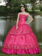 Hand Made Flowers and Beading Floor-length Taffeta Modest Style For 2013 Quinceanera Dress