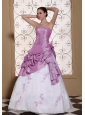 Hand Made Flowers Onside Embroidery With Beading Taffeta and Organza Dama Dresses for Quinceanera 2013