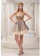 Lovely Leopard and Tulle 2013 Prom / Cocktail Dress For Party Beaded Decorate Sweetheart Neckline Mini-length