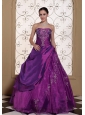 Modest Purple Quinceanera Dress For 2013 Taffeta and Organza With Embroidery