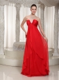 Red V-neck Chiffon Homecoming Dress With Empire
