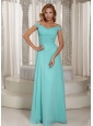 Simple Aqua Blue Off The Shoulder Ruched Bodice Customize Mother Of The Bride Dress With Beading Chiffon 2013