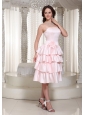 Wholesale Empire Ruffles Layered Homecoming Dress With Tea-length