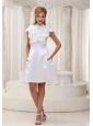 High-neck White Ruffled Decorate Bust Taffeta and Mini-length Mother Of The Bride Dress Dress For 2013
