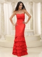 Red and Ruffled Layers Mother Of The Bride Dress Floor-length Sweetheart
