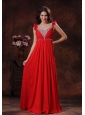 Apache Junction Arizona Beaded Decorate Bust Square Neckline Red Chiffon Prom Dress