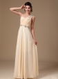 Champagne One Shoulder Empire Prom Dress With 2013 New Styles Beaded Decorate Shoulder For Customize