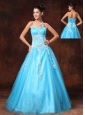Baby Blue Sweetheart A-line Appliques Graduation Custom Made Prom Gowns