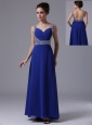 Beaded Decorate Shoulder Straps Chiffon Royal Blue maxi Prom Dress