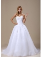 Beaded Decorate Sweetheart Neckline Ruched Decorate Bodice A-line Organza Court Train 2013 Wedding Dress